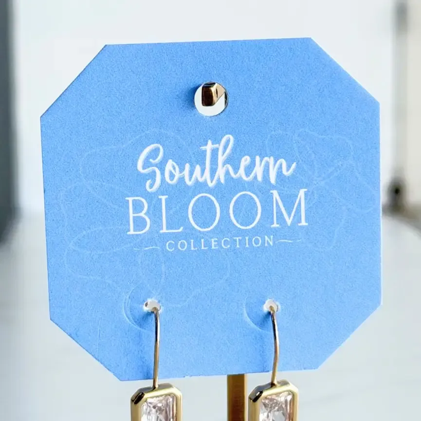 Emerald Cut Elegance Drop Earrings
