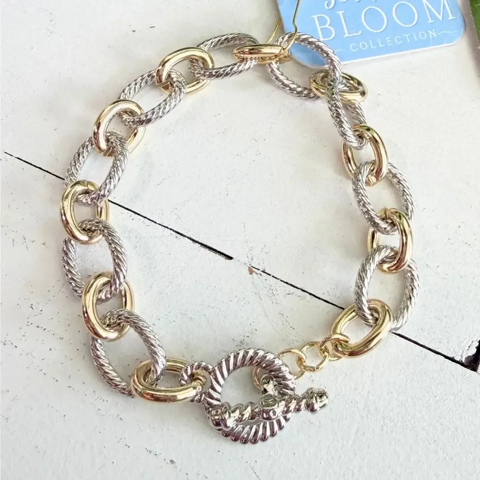 Mixed Metal Toggle Bracelet
