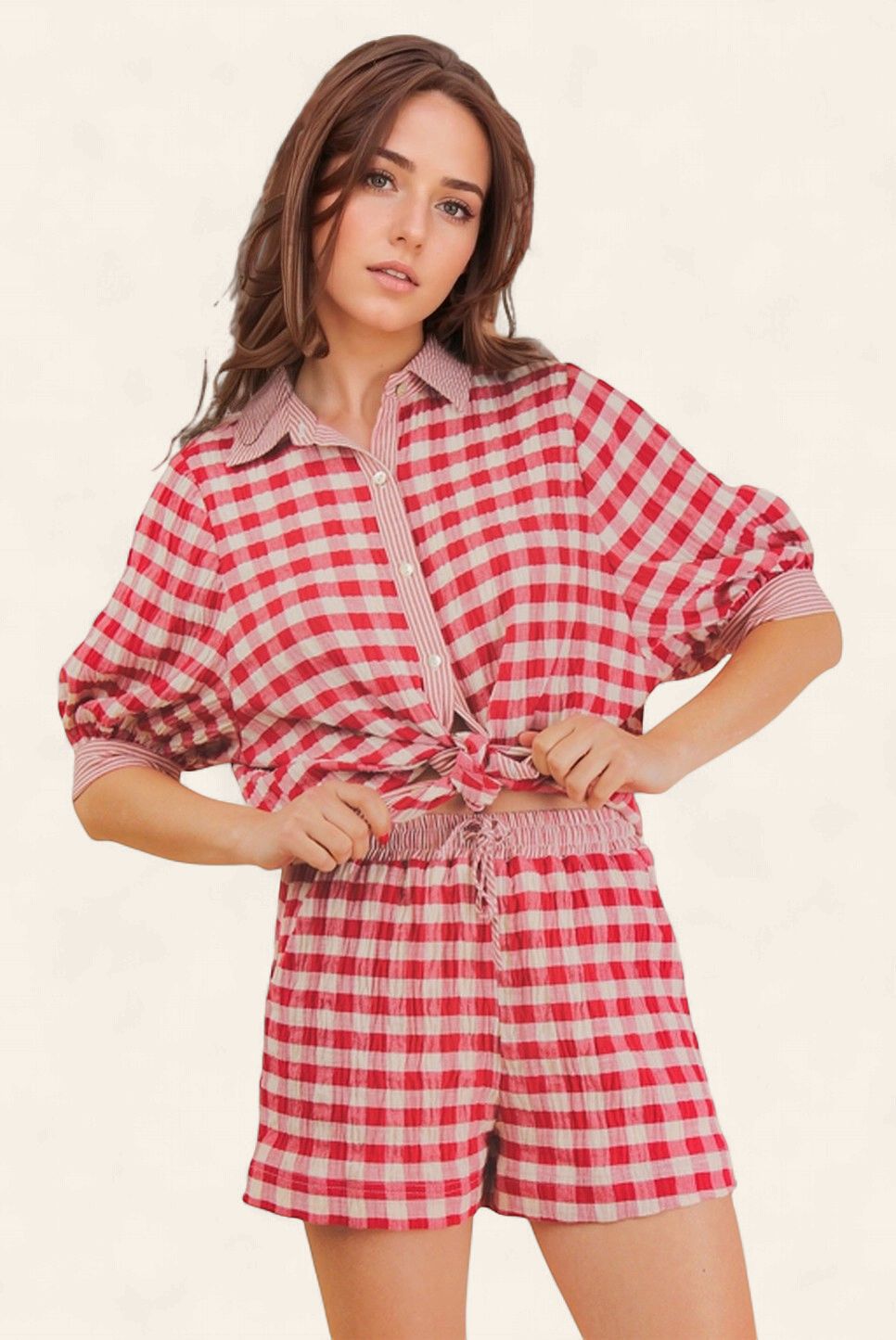 Checkered Game Day Set - RED/WHITE
