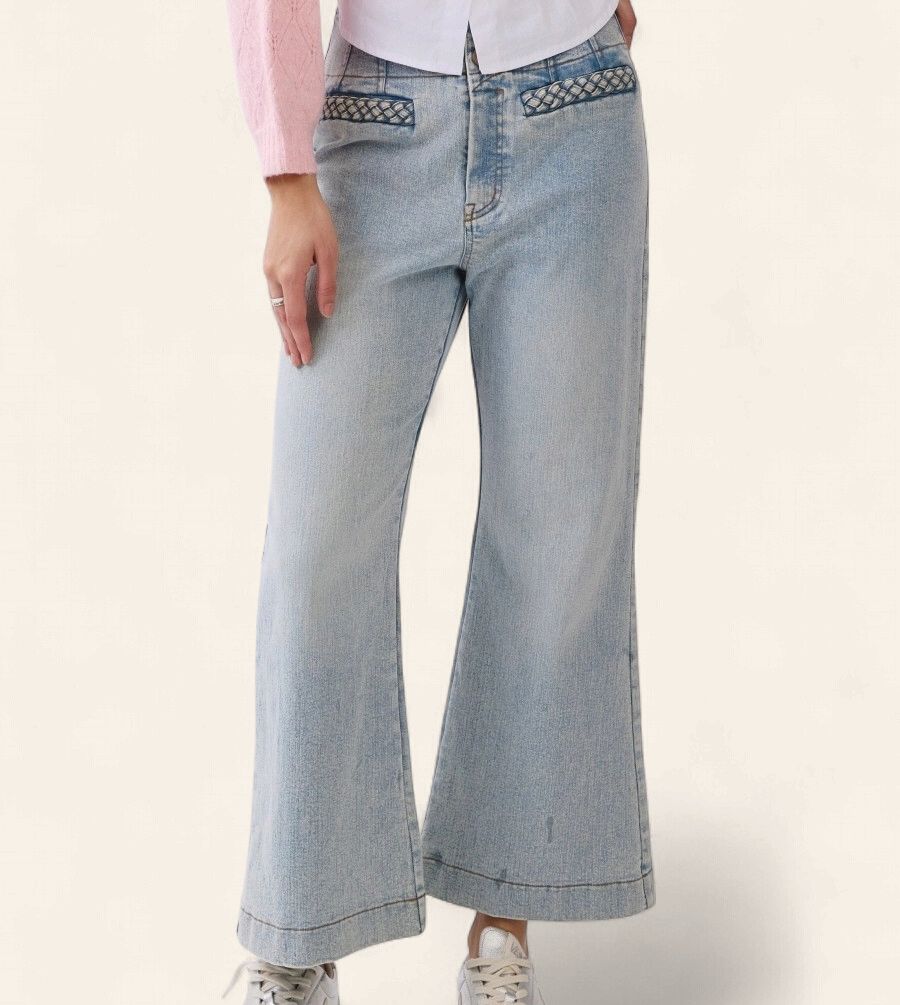 Plus Wide Leg Cropped Denim - LIGHT