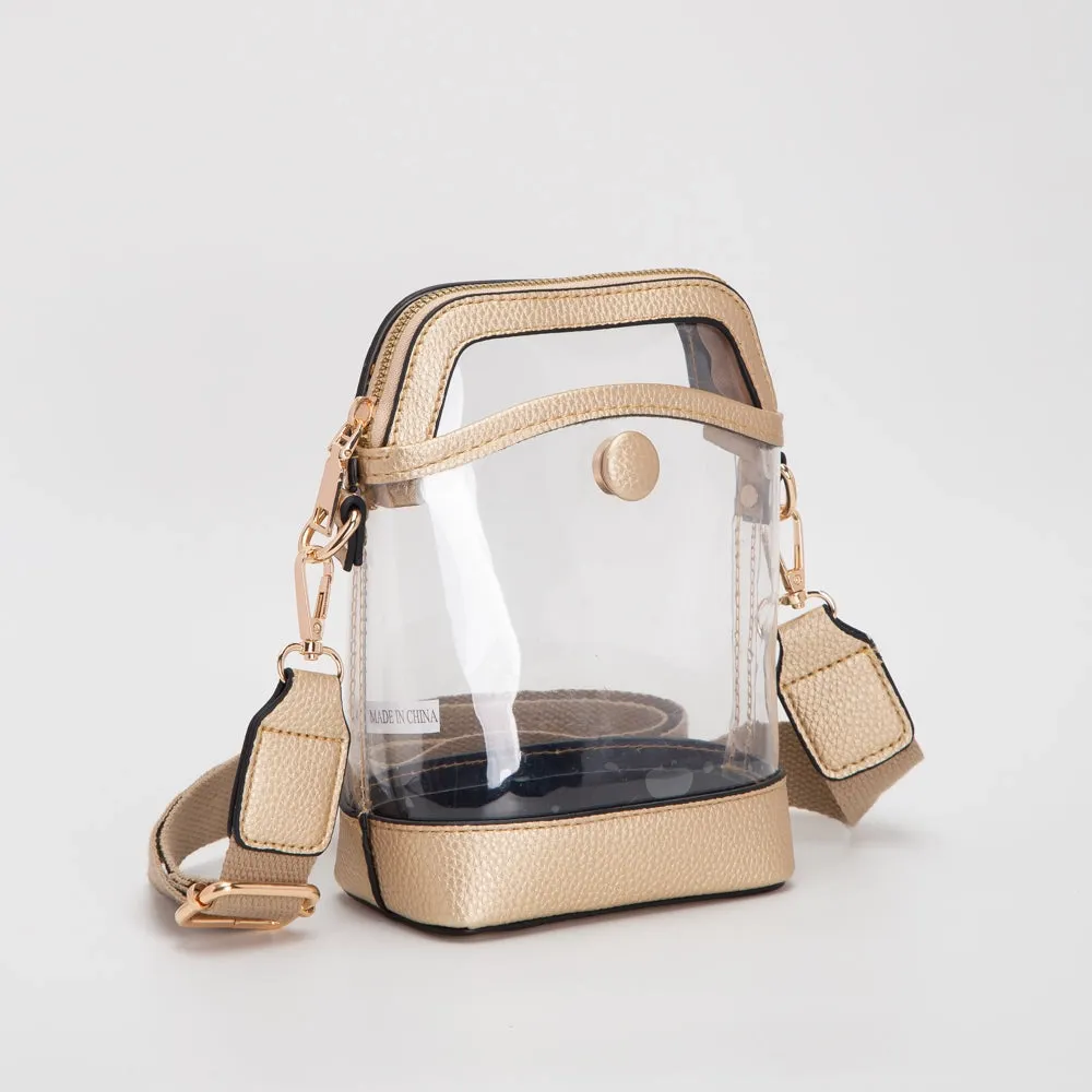 Buttoned Up Clear Purse - GOLD