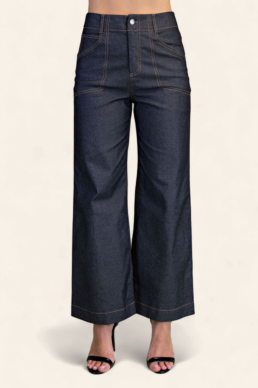 The Emily Cropped Wide Leg Pants - INDIGO BLUE