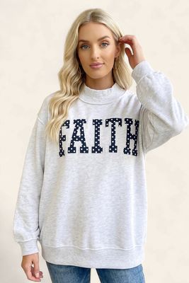 FAITH Mock Neck Sweatshirt - LIGHY GREY