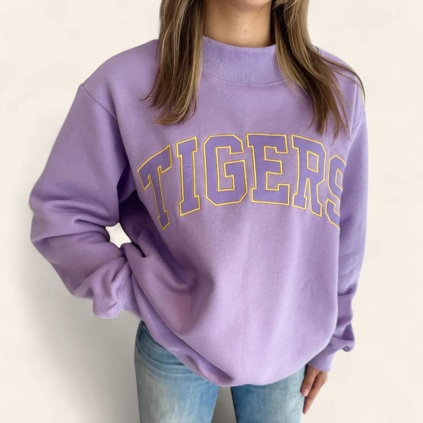 LSU TIGERS Varsity  Mockneck - LAVENDER