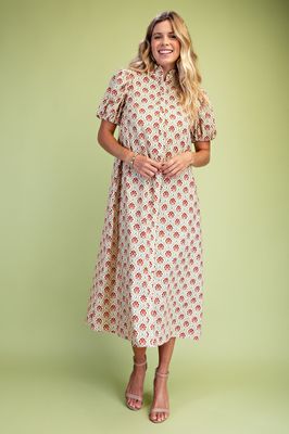 The Amanda Midi Dress - GREEN/GARNET