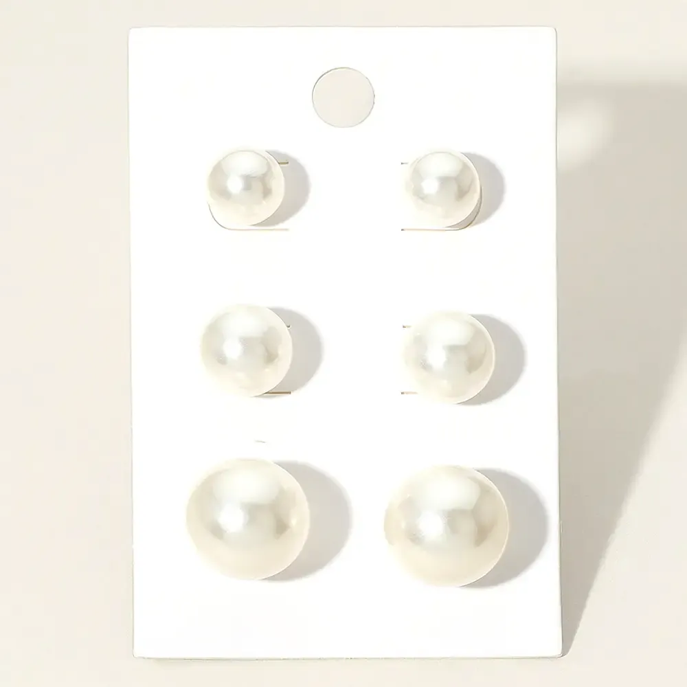 Pearl Stud Earring Set