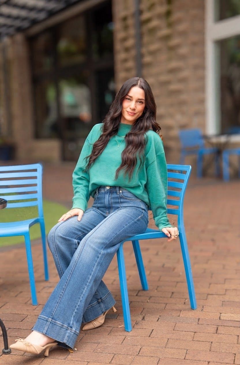 The Emma Mockneck Sweatshirt - FOREST GREEN