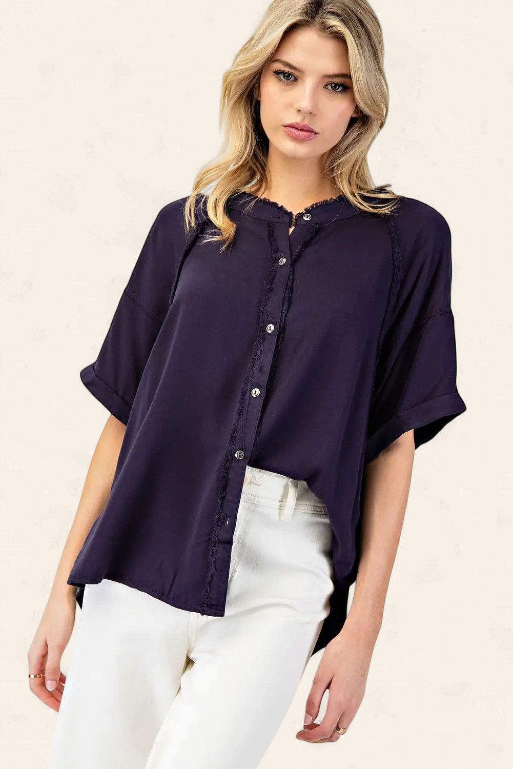 The Lynette Button Down Top - NAVY