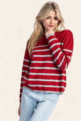 The Koda Striped Sweater - MERLOT