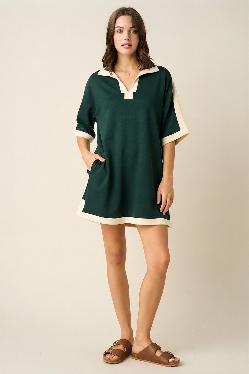 Cloud Knit Polo Dress  - TEAL