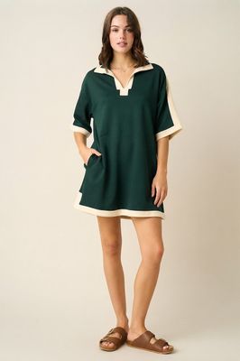 Cloud Knit Polo Dress  - TEAL