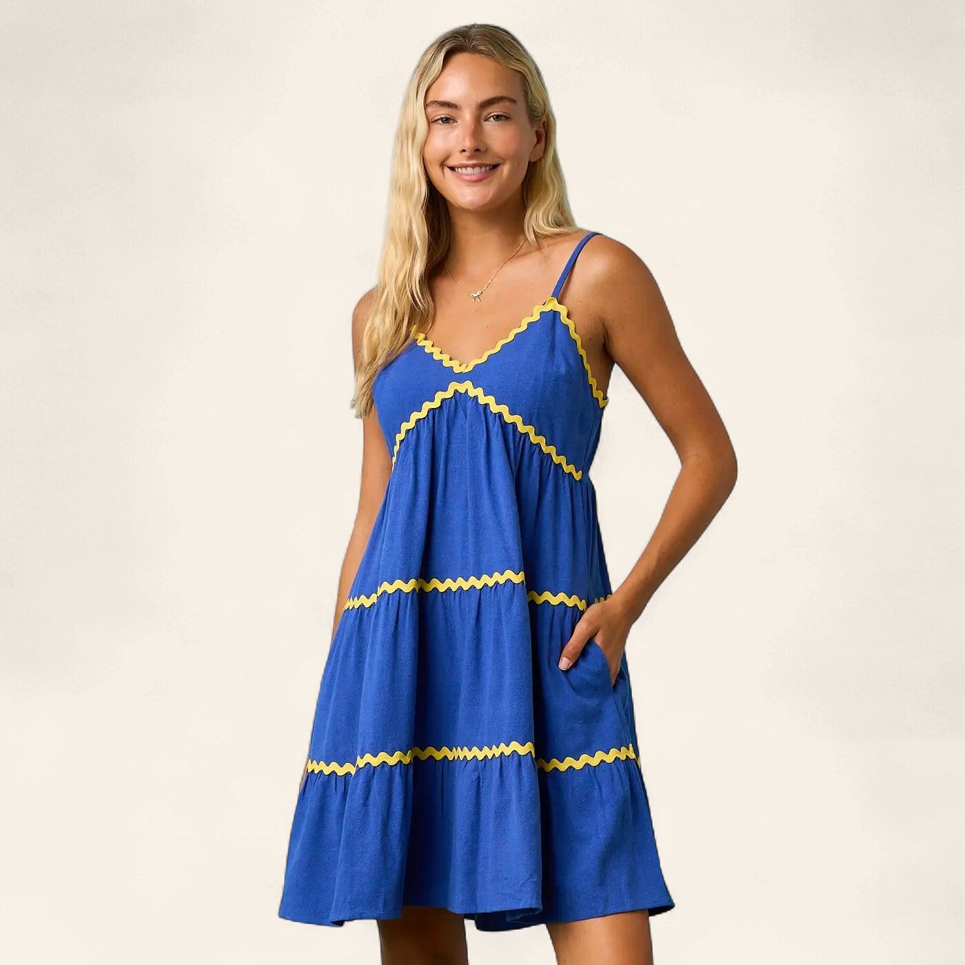 GameDay Babydoll Dress - ROYAL/YELLOW