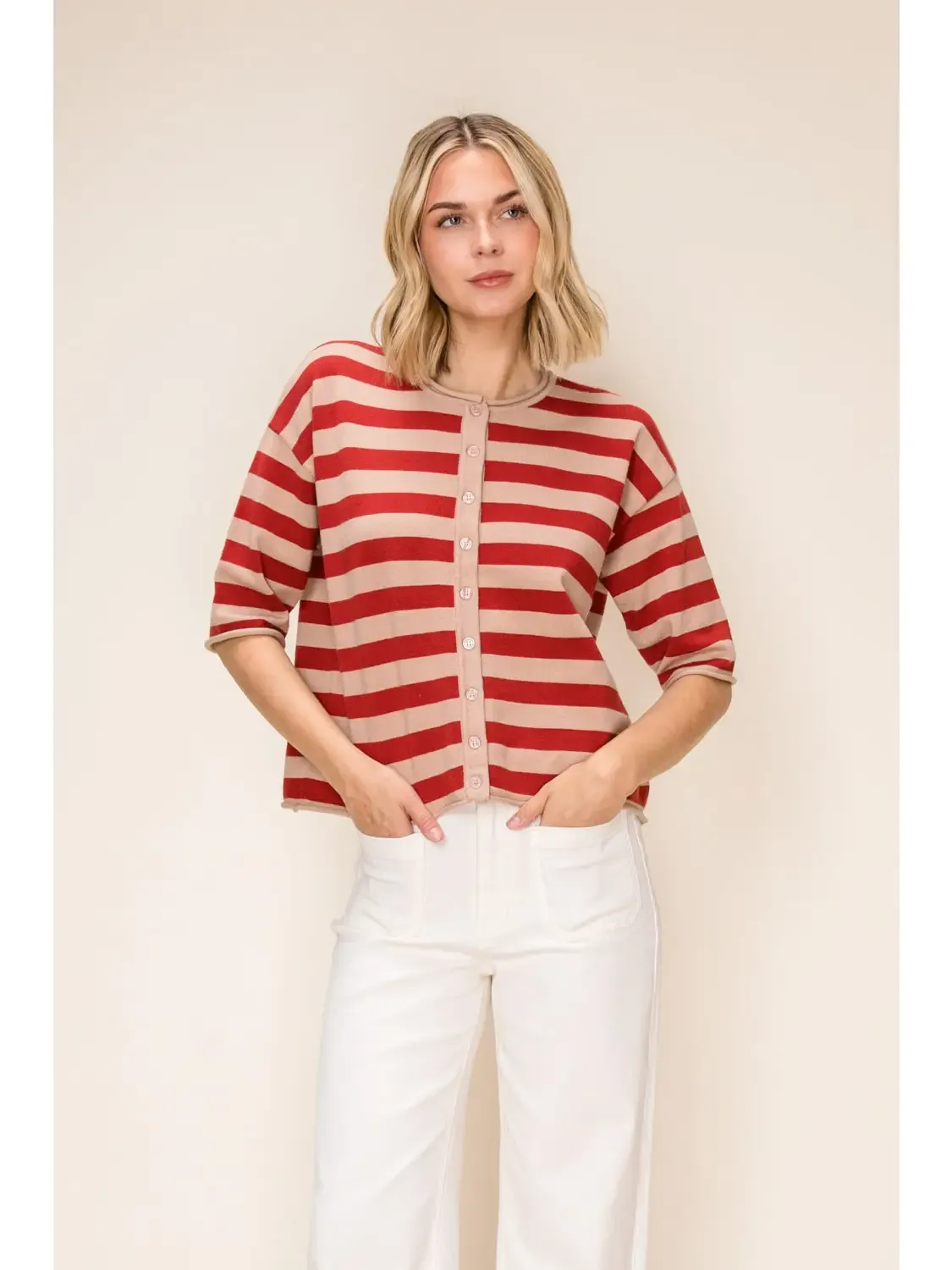 The Molly Striped Sweater - RUST