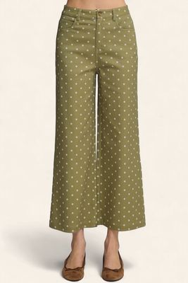Riley Polka Dot Pants - OLIVE