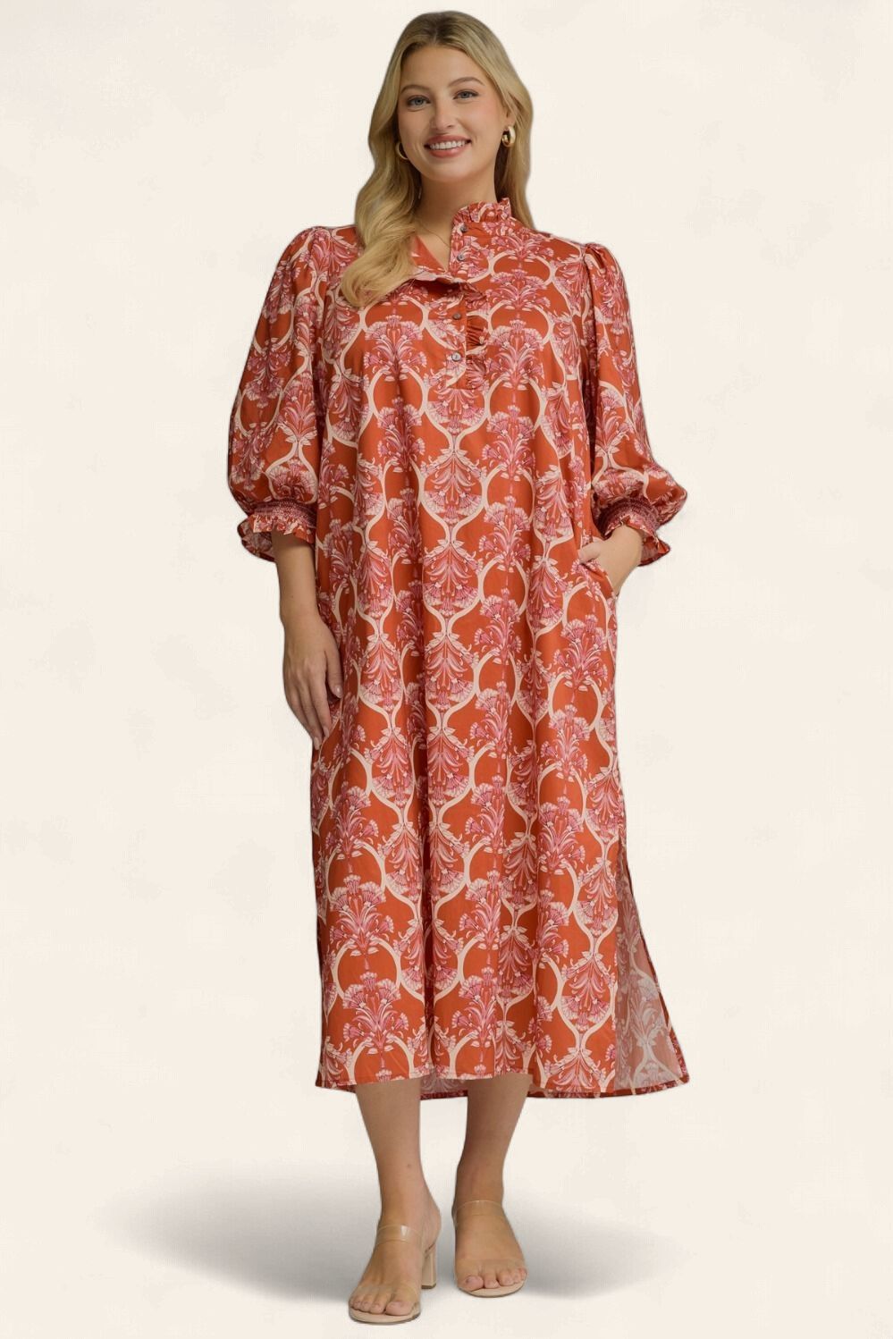 Plus Anna Midi Dress - RUST