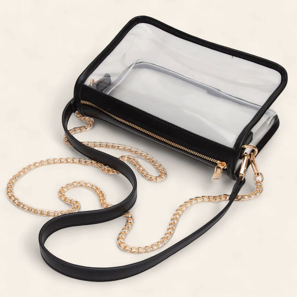 Clear Rectangle Crossbody - BLACK