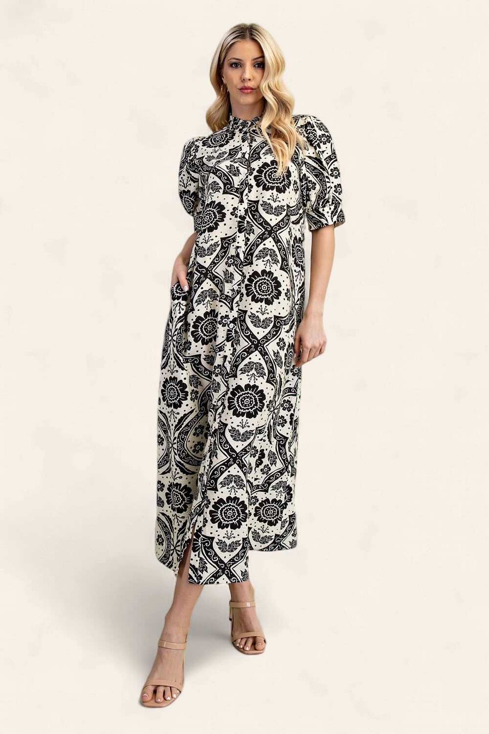 Danette Puff Sleeve Maxi Dress - BLACK/