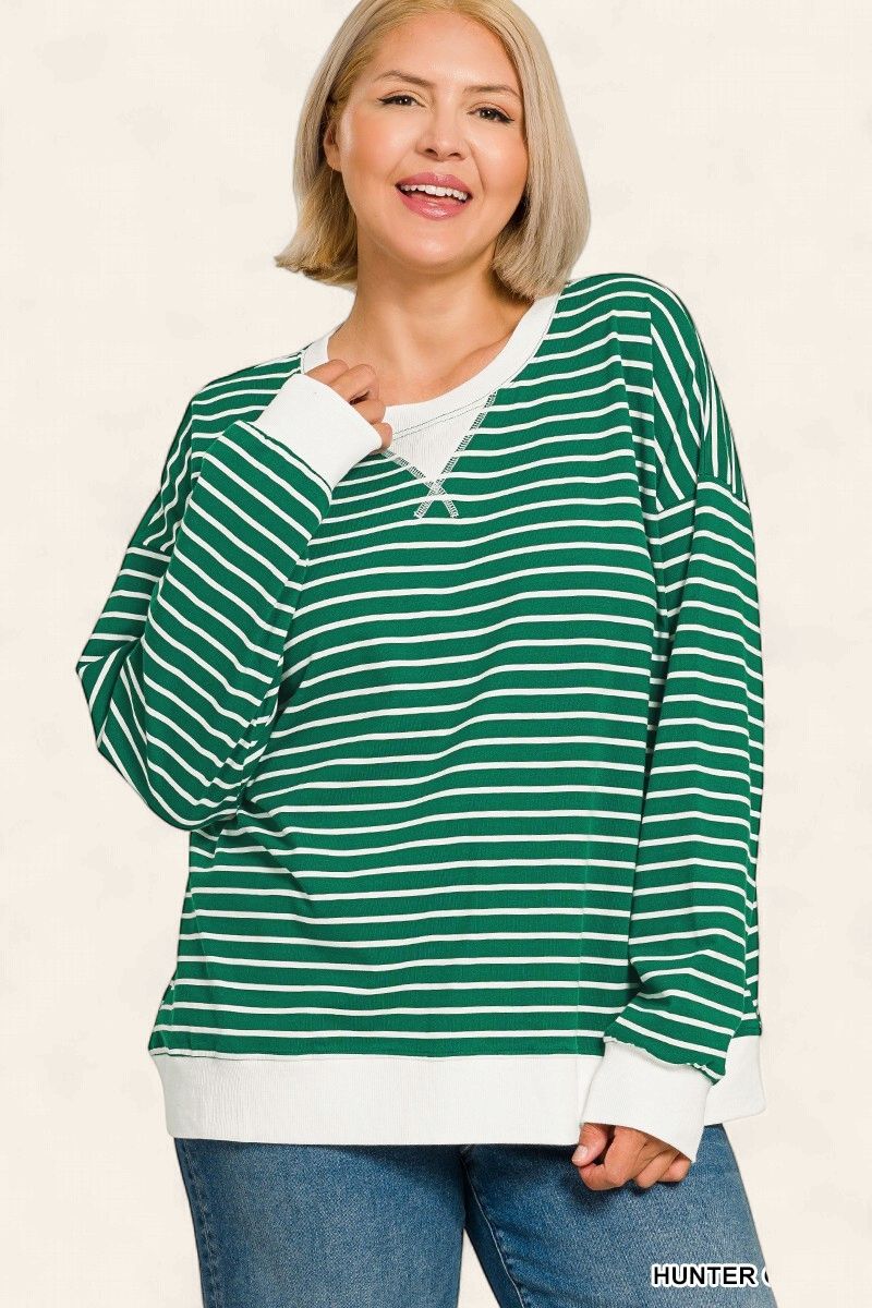 Plus Striped L/S Top - GREEN