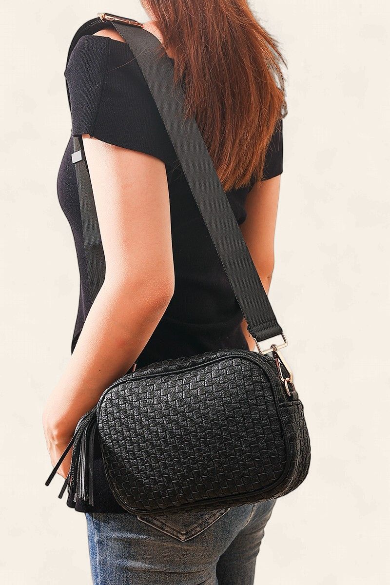 Woven Camera Bag - BLACK
