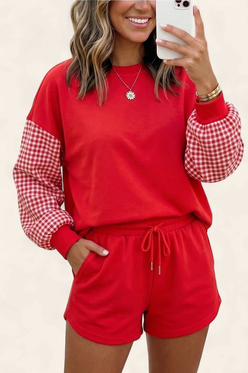 Plaid Patchwork Set - RED