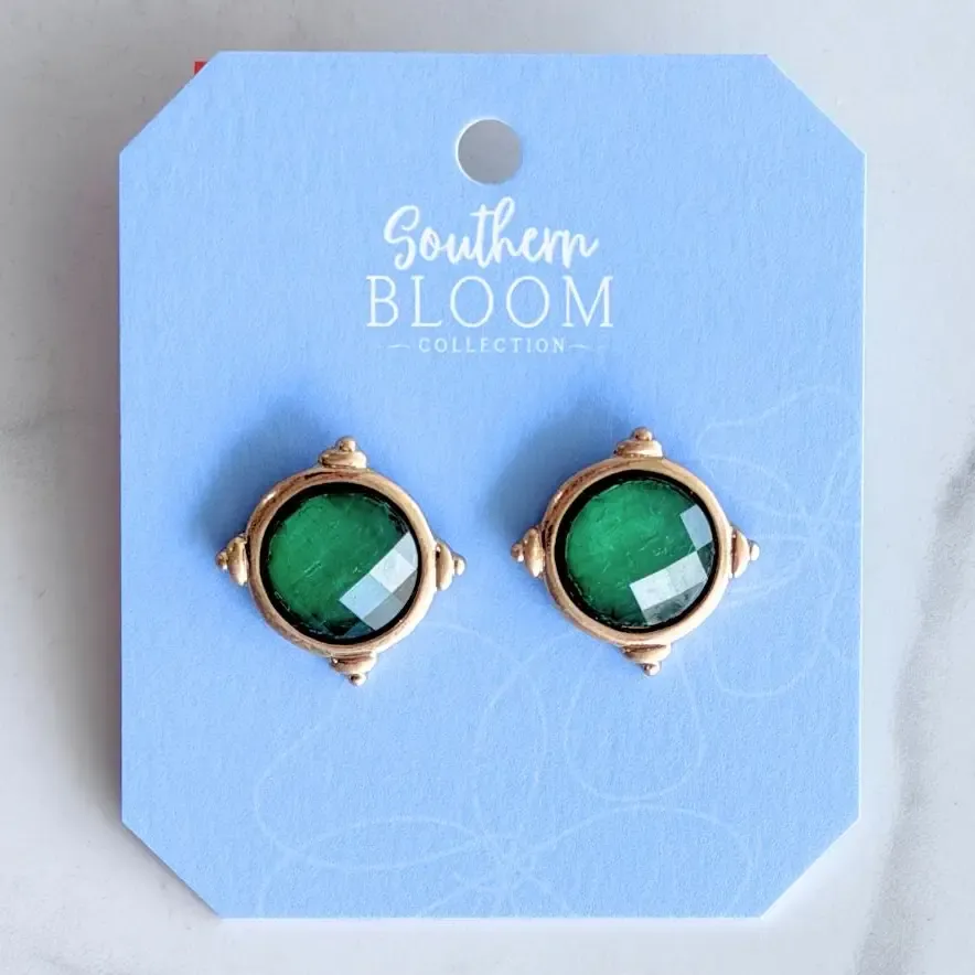 Belle Stud Earrings - EMERALD