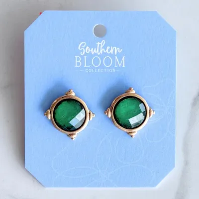 Belle Stud Earrings - EMERALD