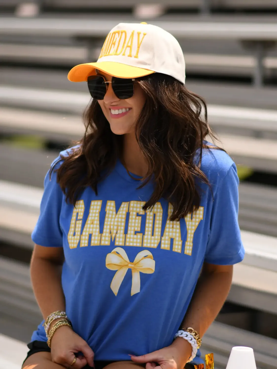 Game Day Gingham Tee - ROYAL