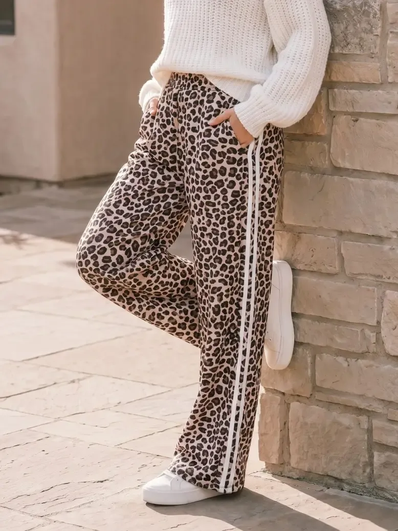 Leopard Side Stripe Pants