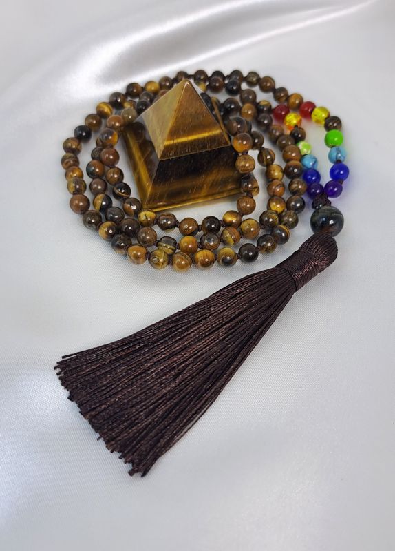 Mala Œil de tigre et 7 Chakras -  "Protection et harmonie"
