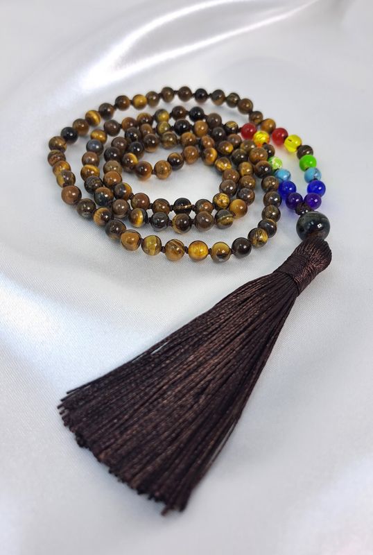 Mala Œil de tigre et 7 Chakras -  "Protection et harmonie"