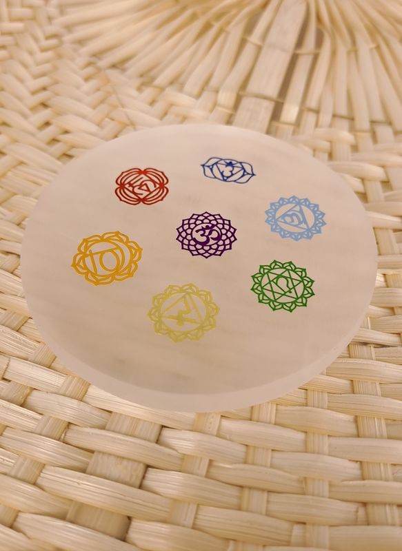 Plaque de rechargement en Sélénite - 7 Chakras