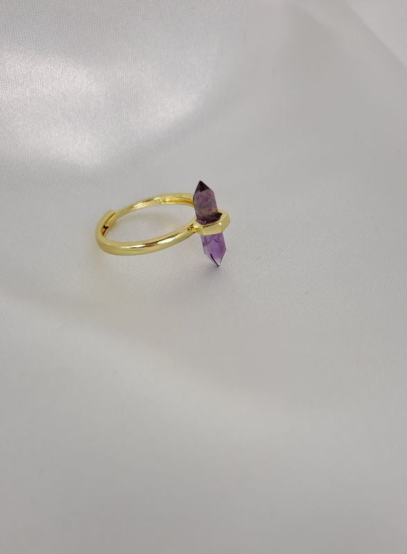 Bague Améthyste Acier inoxydable doré - Protection générale