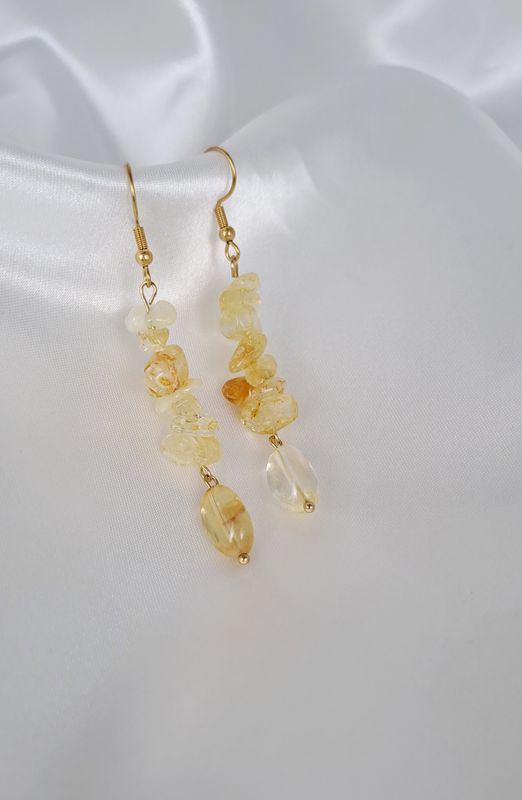 Boucles d'oreilles Citrine - Acier inoxydable dorée