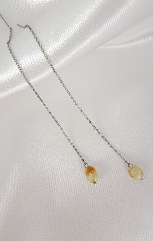 Boucles d'oreilles pendantes en Citrine - Acier inoxydable