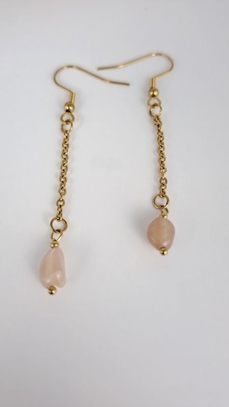 Boucles d'oreilles pendantes en Pierre de soleil - Acier inoxydable