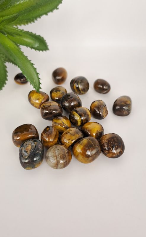 Pierre roulée Œil de tigre lot de 5 : Réconfort, courage, protection