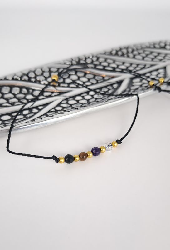 Bracelet cordon 4 perles "Protection et équilibre" 4mm