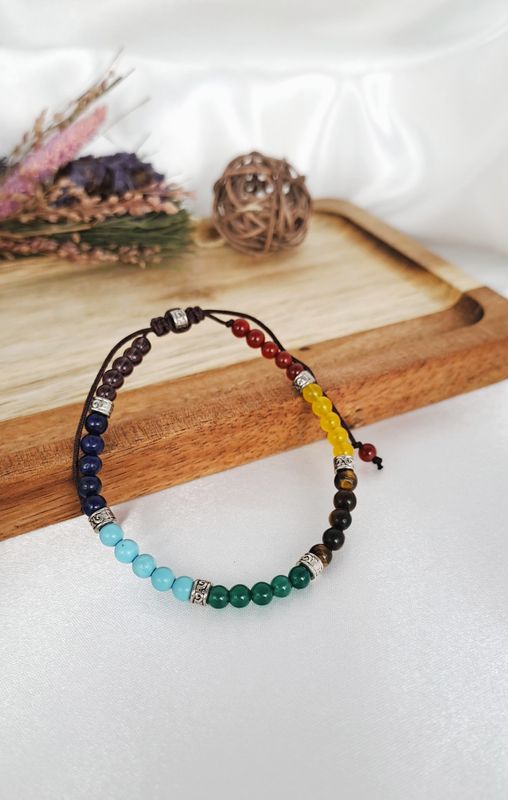 Bracelet cordon 7 Chakras 4mm- "Équilibre des chakras et sérénité"