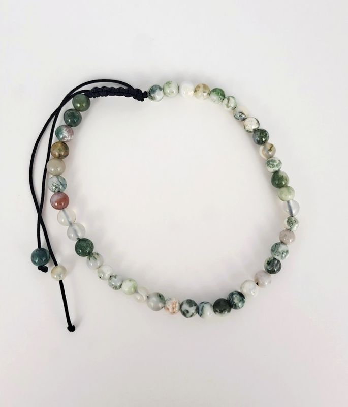 Bracelet cordon Agate arbre 4mm- Apaisement, relaxation