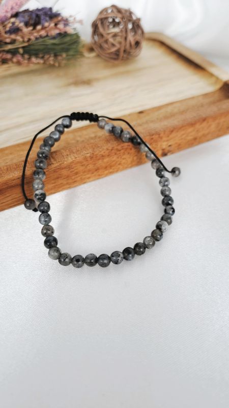 Bracelet cordon Larvikite 4mm- Relaxation et ancrage