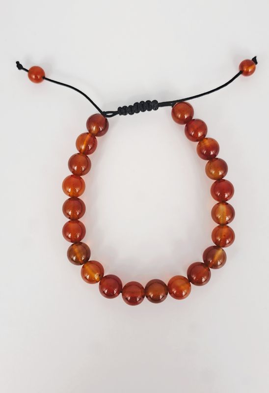 Bracelet cordon Cornaline 8mm - Vitalité, estime de soi