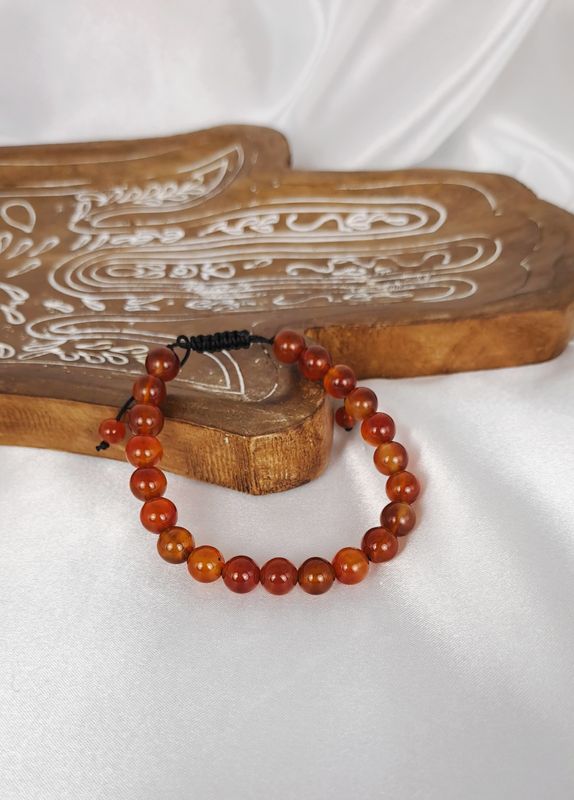 Bracelet cordon Cornaline 8mm - Vitalité, estime de soi