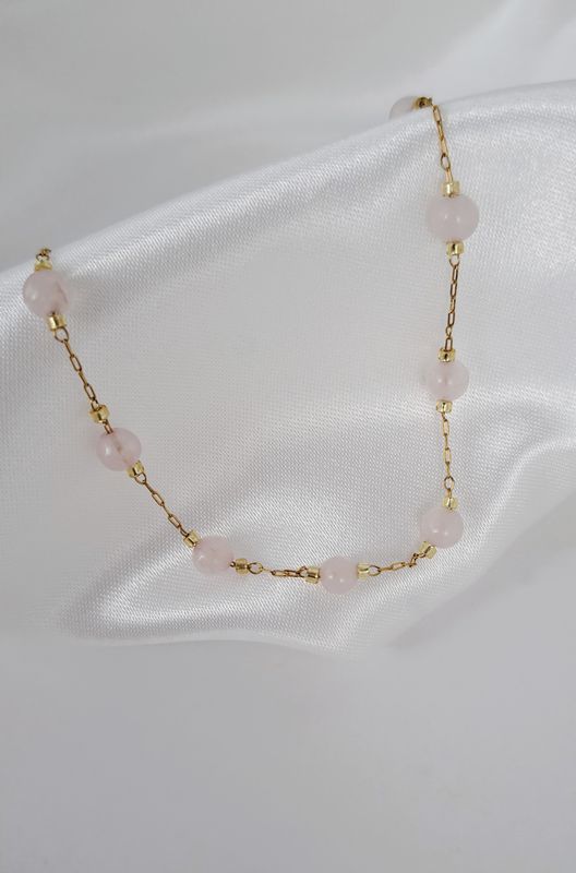 Bracelet Quartz rose et Acier inoxydable doré - Apaisement