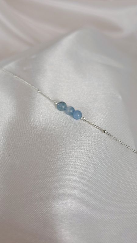 Bracelet Aigue-marine et argent sterling-Apaisement