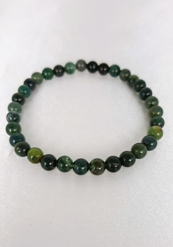 Bracelet Agate Mousse qualité 5A - 6mm- Prospérité, Anti stress