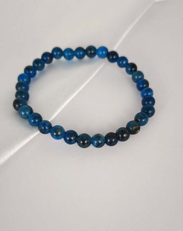 Bracelet Apatite bleu 6mm- Communication