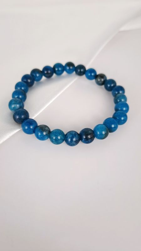 Bracelet Apatite bleu 8mm - Communication, méditation