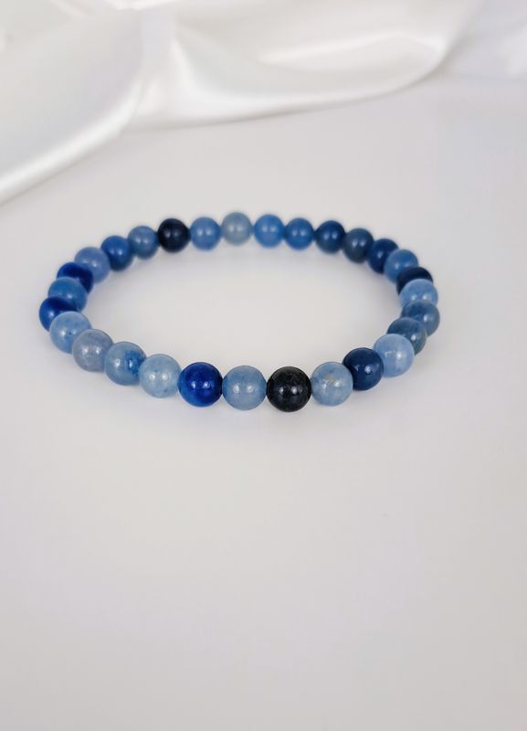 Bracelet Aventurine bleue 6mm- Apaise, soulage le stress