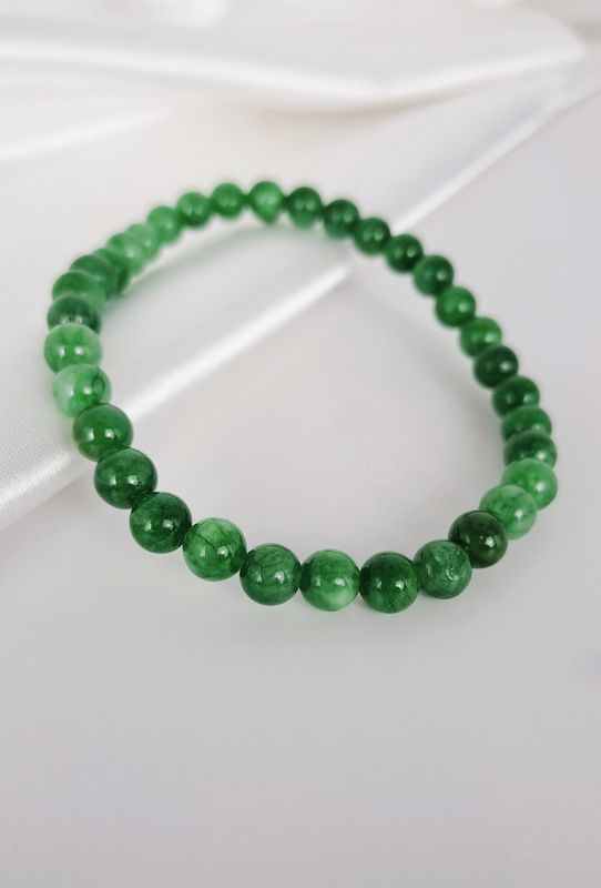 Bracelet Jade vert foncé 6mm - Sérénité intérieur et extérieur