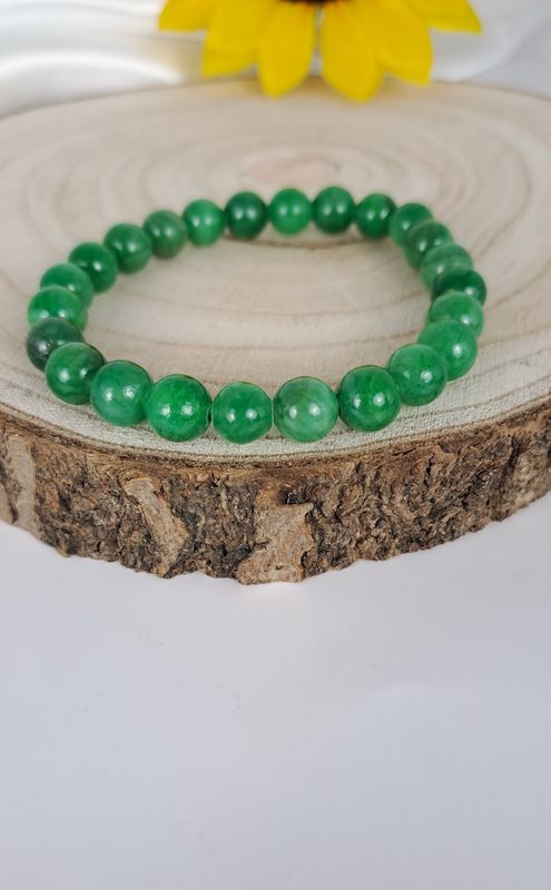 Bracelet Jade vert foncé 8mm - Apaise les émotions, sérénité